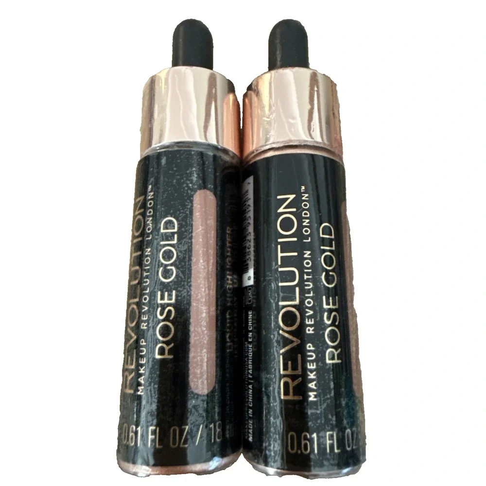 Lot 2 Makeup Revolution Liquid Highlighter Rose Gold 0.61oz Each New Sealed